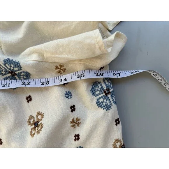 Torrid Embroidered Linen Rayon Boho Square Neck Short Sleeve Top - Size 4 4XL - Picture 3 of 5